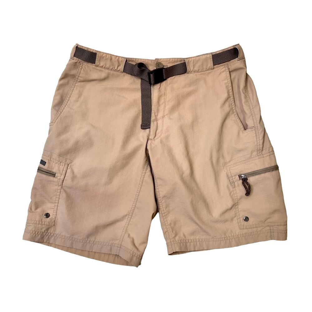 Alpine Design Khaki Nylon Hiking Climbing Utility Cargo Shorts Belted Men's 32